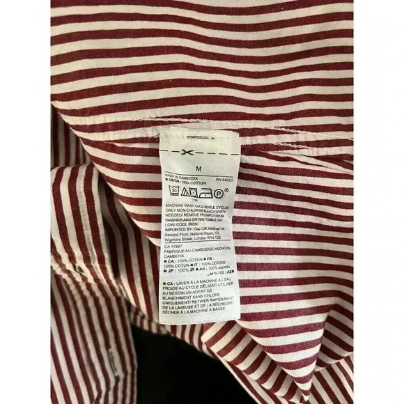 Women’s Gap Shirt Medium Boyfriend Fit Button Up Collared Red White Str… - Picture 6 of 10